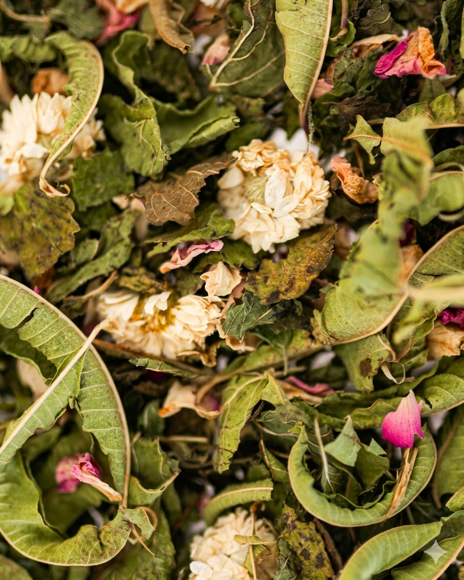 infusion naturelle camomille verveine rose mélisse