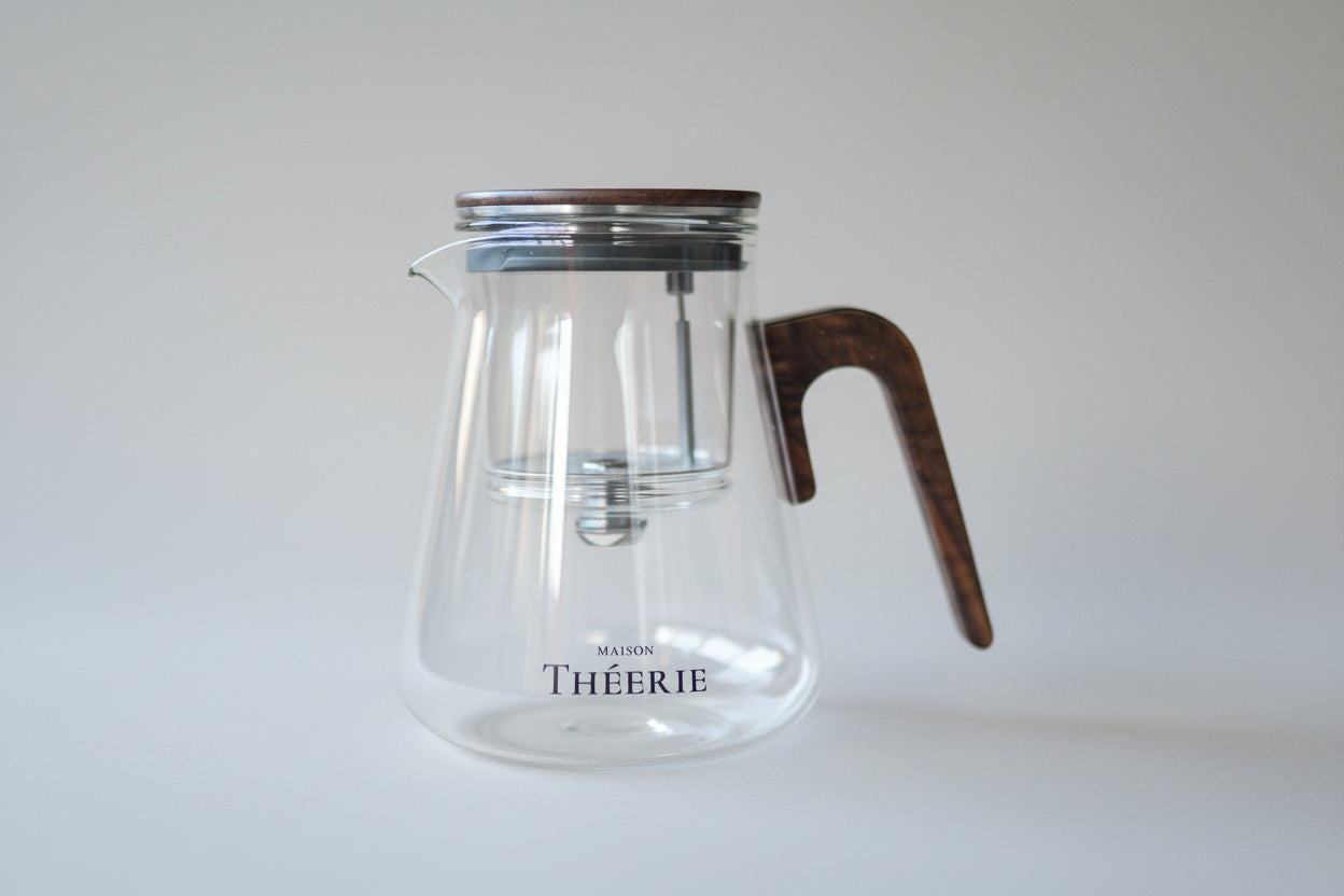 théière en verre avec filtre automatique